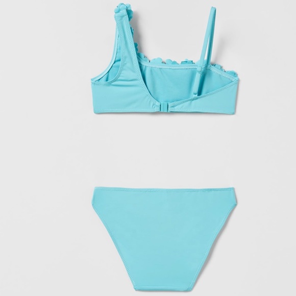 ZARA 2 Piece Tiffany Blue Floral Bikini 9-10, 11-12 NWT - Picture 4 of 14